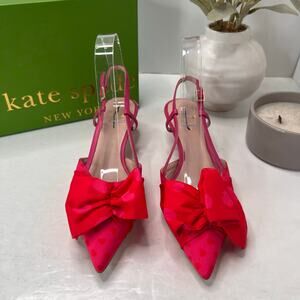 Kate Spade Daxton Kitten Heels Slingback Pink/Red Hearts Women's 7M Tried On